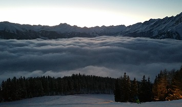 Floodlit pistes for your descent after an extended refreshment stop