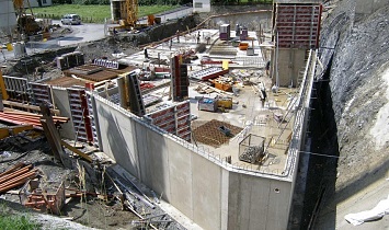 The basement of today's lounge and the underground garage being constructed