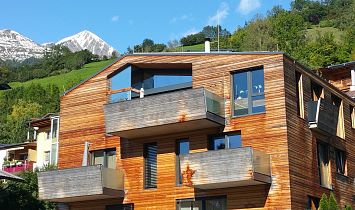 Haus Tradition mit der Bretterwand im Hintergrund