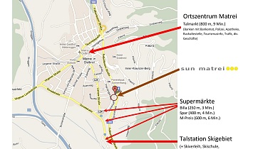 Map of the town with the shopping markets
